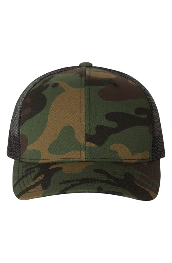 BFC No Print Green Camo Black Trucker Cap